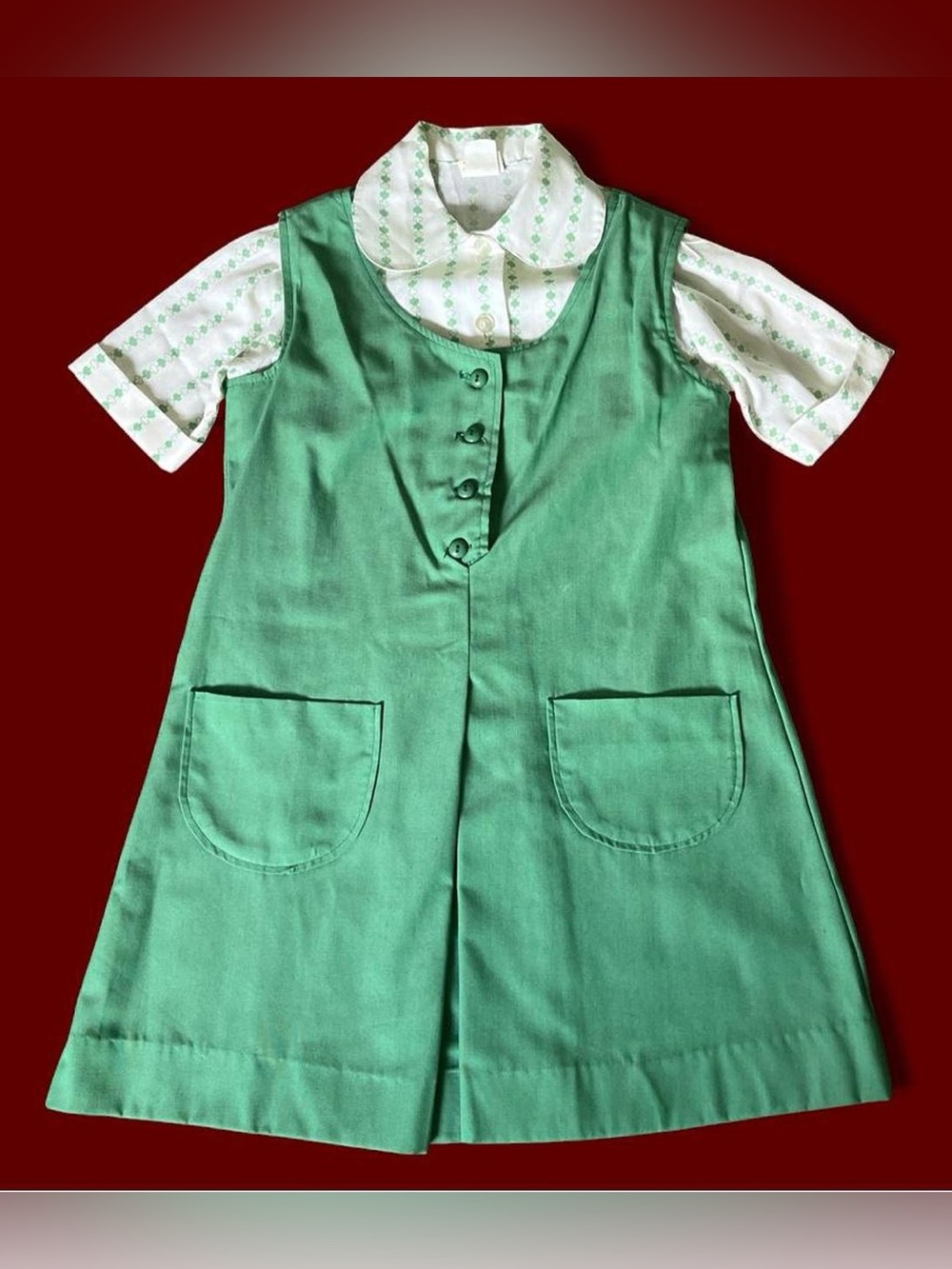 VINTAGE • 60s Girl Scouts Mini Dress & Short Sleeve Peter Pan Collar Blouse Set